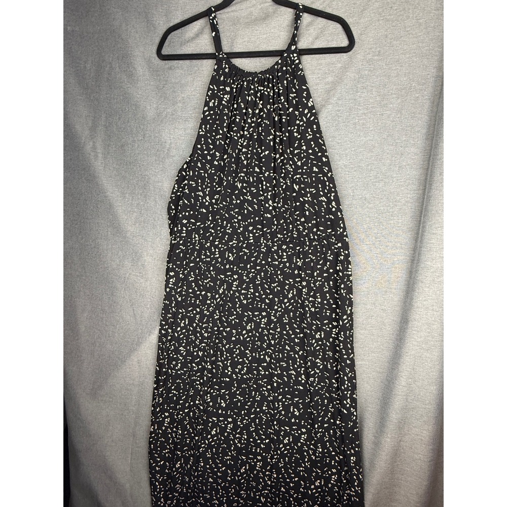 Gilli Women 3X Black White Abstract Print Halter Neck Maxi Dress Slit XD17055E